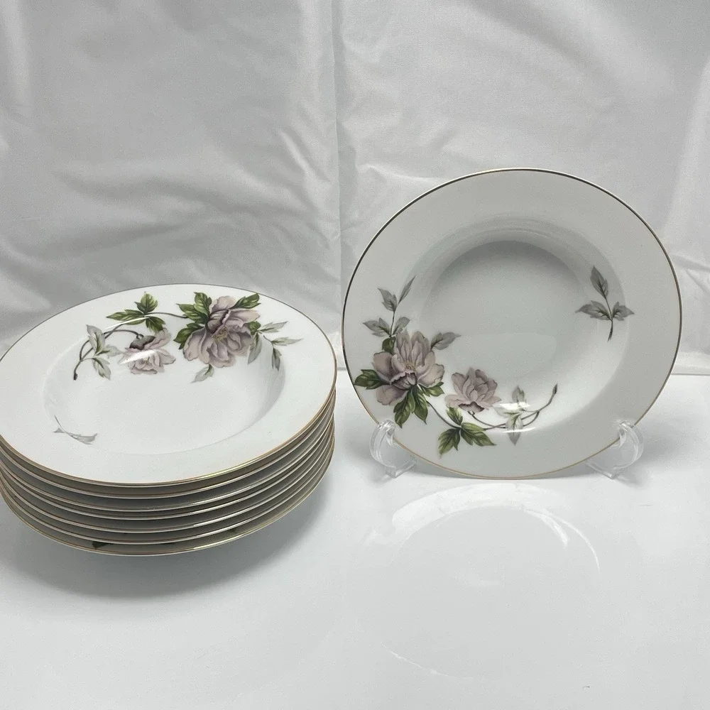 SEYEI ( Say-Yay )Fine China Japan Peony Set Of 8 Bowls 7.25 Inches 2104 VTG 1958